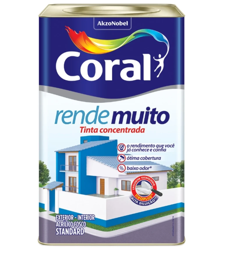 Tinta Acrílica Fosco Standard Rende Muito 18L Branco Neve - Coral